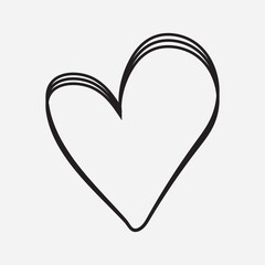 Heart doodle icon. Isolated hand drawn love symbol. PNG file with white background.