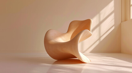 Ultra modern futuristic chair inspired by abstract shapes. Peach fizz colores. Contemporary art. Generative AI