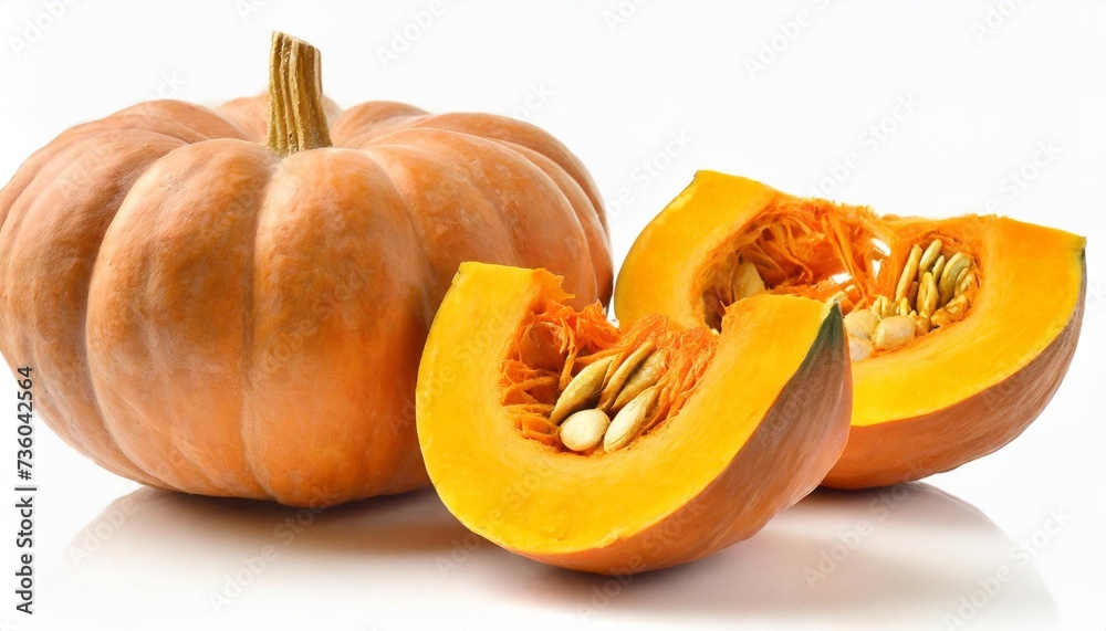 Poster pumpkin and slices isolated on white background