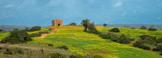 OId farm house ruins scattered around the interior of the Algarve region of Portugal