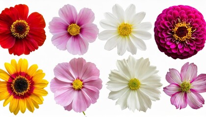 single flowers collection set isolated on transparent white background