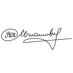 Very beautiful Doodle Autograph. Fictitious Signature isolated white background. Swirl Signature. Vector illustration can used template for certificate and documents. EPS 10 Editable stroke