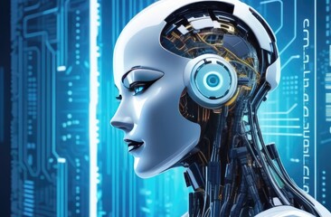 Cyborg woman, female robot,High-tech futuristic woman from the future.