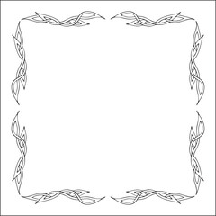 Elegant black and white frame with Scandinavian ornament, decorative border, corners for greeting cards, banners, business cards, invitations, menus. Isolated vector illustration.	
