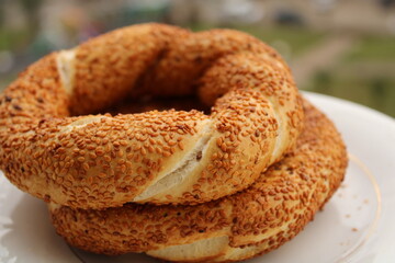 Sesame bagels feesh snack food