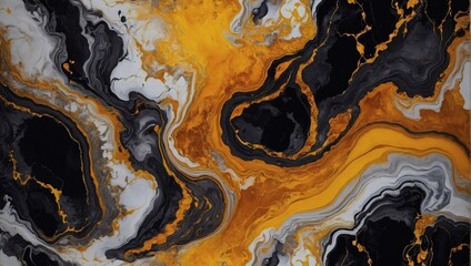 Citrine abstract black marble background art paint pattern ink texture watercolor platinum fluid wall. 