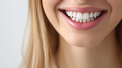 A radiant woman displaying a joyful smile with healthy teeth, showcasing beauty and dental care in a close-up view
