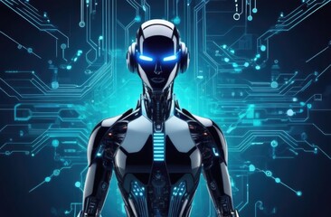 Cyborg man, male robot,High-tech futuristic man from the future.