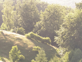 The mountainous landscape of Kashubia. Wiezyca Poland