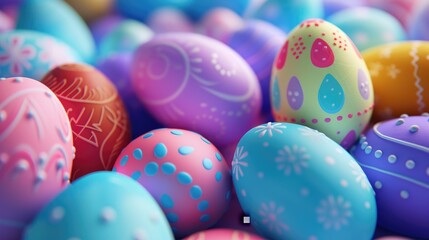 Fototapeta na wymiar Group of Joyful Easter Eggs