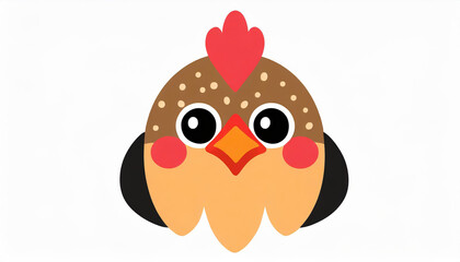 Fototapeta premium Hen chicken icon. Cute round face head. Cartoon kawaii funny baby character. Nursery decoration. Kids education. Flat design. White background. Isolated