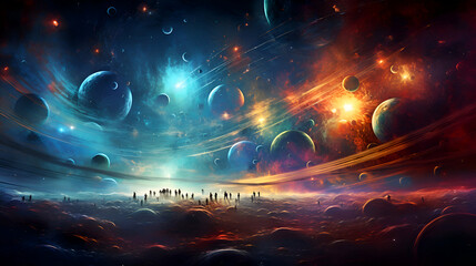 Planets and galaxy. science fiction wallpaper. Beauty of deep space.