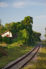 Fototapeta na wymiar Image of a train running smoothly on the tracks.