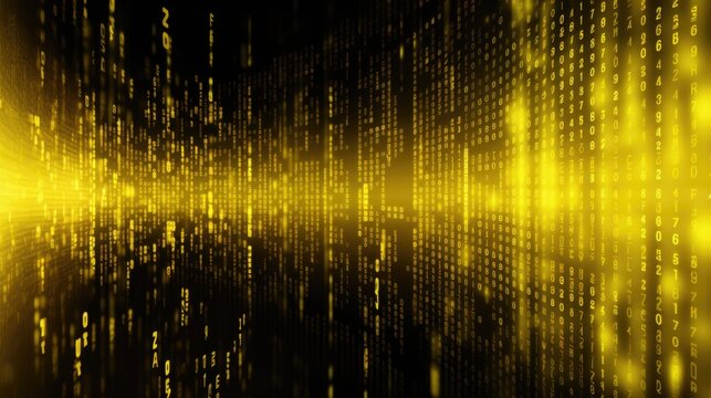 Background binary code is in lemon yellow color
