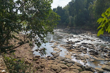 The rocks in the mineral water flow naturally