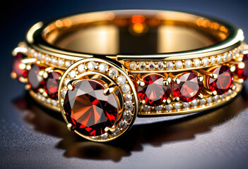Garnet Jewelry, Gemstone, Precious, Red, Luxury, Fashion, Accessories, Ring, Glamour, Sparkle, Gem, Elegant, AI Generated