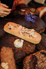 artisan bread tasting in market