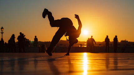 ブレイキンをしている人　ブレイクダンス