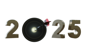 3D RENDER, 2025  with target icons on transparent background .