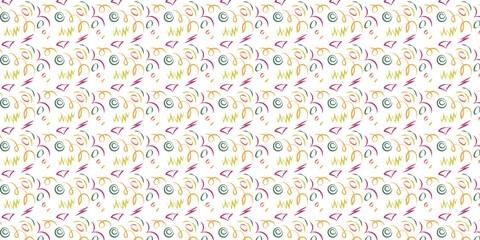 Fun colorful line doodle seamless pattern.