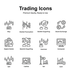 Premium quality pack of trading icons, ready to use and download