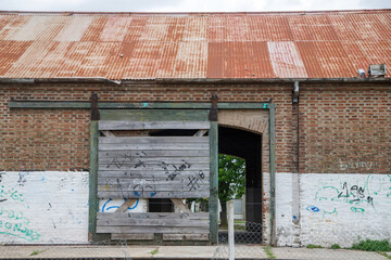 old wooden gate in the building