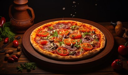 Delicious pepperoni pizza on a moody black background the perfect comfort food for any occasion