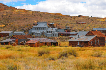 A late summer view of Bodie State Historic Park, a gold rush ghost town east of the Sierra Nevada of California, western USA.