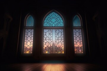 Sunset concept with light from a oriental window.