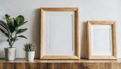 Three vertical modern black frame mock up in a white room, 3d illustration of a white wall render.