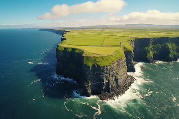 Cliffs of Moher in County Clare, Ireland. Aerial view