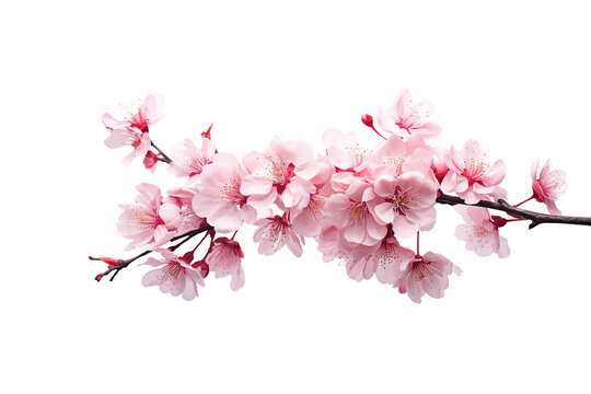 Fototapeta pink cherry blossom flower on white