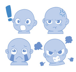 Cute cartoon expression emoji character vector design art for stickers