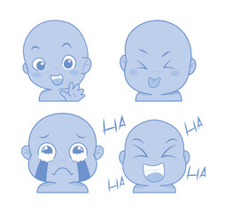 Cute cartoon expression emoji character vector design art for stickers