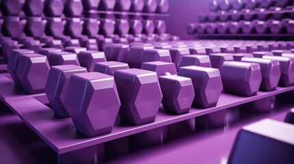 Background with a rack of dumbbells in Purple color