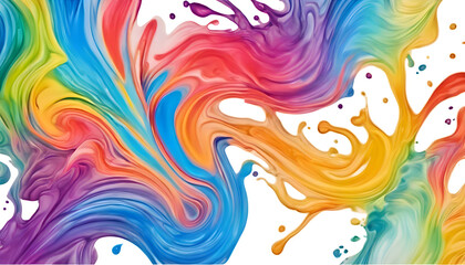 Abstract Ink Texture Colorful Background, Abstract art watercolor ink drops on transparent background, abstract paint and ink in a rainbow of colors splash, AI generated