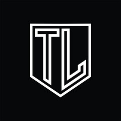TL Letter Logo monogram shield geometric line inside shield isolated style design