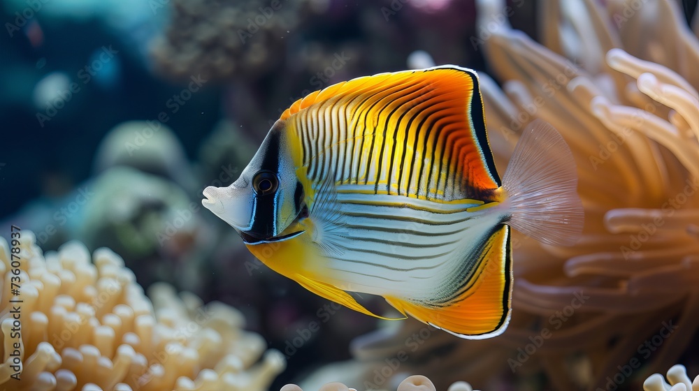 Wall mural Egyptian Red Sea threadfin butterflyfish (Chaetodon auriga)