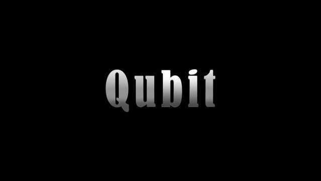 4K 3D Qubit silver text with effect animation on black abstract background. Isolated using QuickTime Alpha Channel ProRes 4444