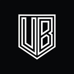 UB Letter Logo monogram shield geometric line inside shield isolated style design