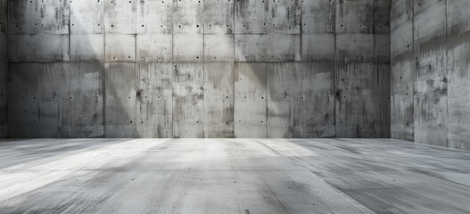 A large scale concrete space. Light and shadow. - obrazy, fototapety, plakaty