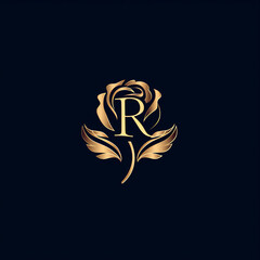 rose logo on black background