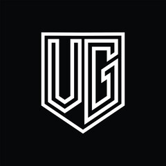VG Letter Logo monogram shield geometric line inside shield isolated style design