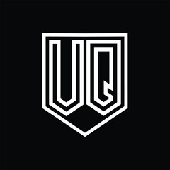 VQ Letter Logo monogram shield geometric line inside shield isolated style design