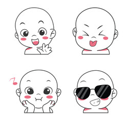 Cute cartoon expression emoji character vector design art for stickers