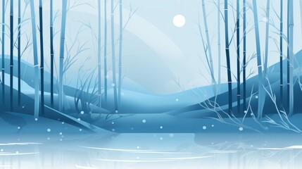 Background with bamboo forest in Arctic Blue color.
