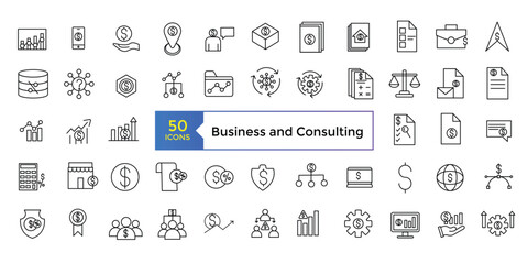 Icon-Business and Consulting icon set simple line art style icons pack. Vector illustration