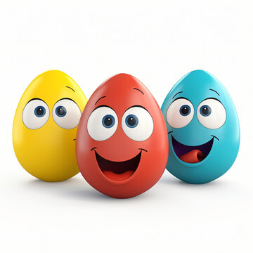 3d render icon of easter egg cartoon plastic 3d clay generated AI