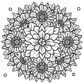 Flower Coloring Outline Vector