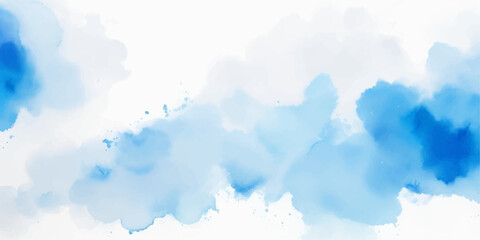 abstract soft brush painted white and blue watercolor background.	